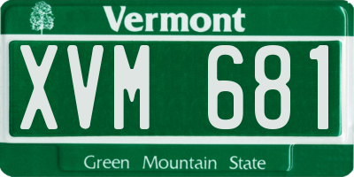 VT license plate XVM681