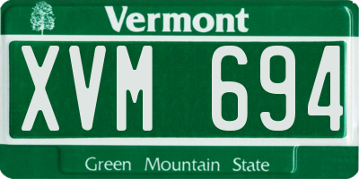 VT license plate XVM694