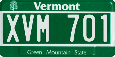 VT license plate XVM701