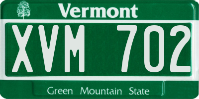 VT license plate XVM702