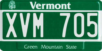 VT license plate XVM705