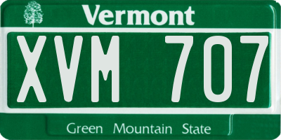 VT license plate XVM707