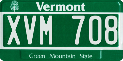 VT license plate XVM708