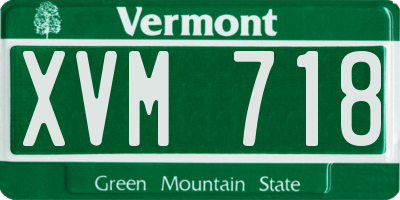 VT license plate XVM718