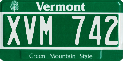 VT license plate XVM742