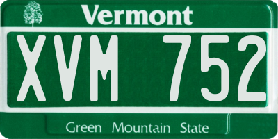 VT license plate XVM752