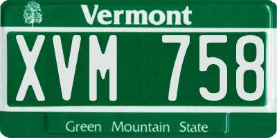 VT license plate XVM758