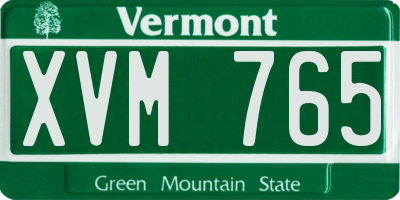 VT license plate XVM765