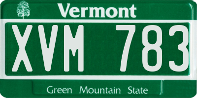 VT license plate XVM783