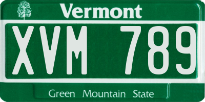 VT license plate XVM789