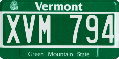 VT license plate XVM794
