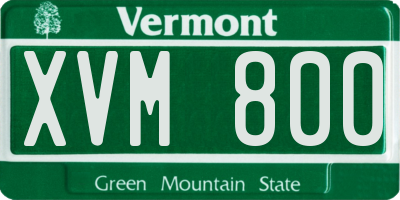 VT license plate XVM800
