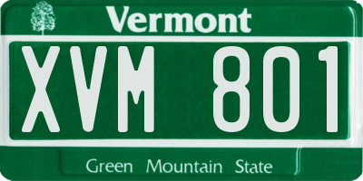 VT license plate XVM801