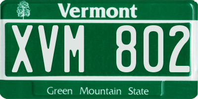 VT license plate XVM802