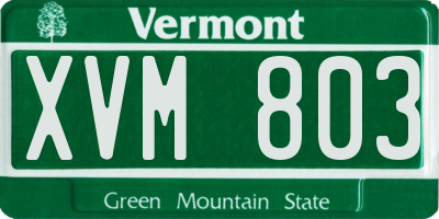 VT license plate XVM803