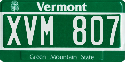 VT license plate XVM807