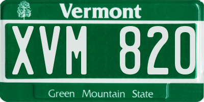 VT license plate XVM820