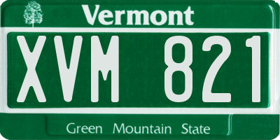 VT license plate XVM821