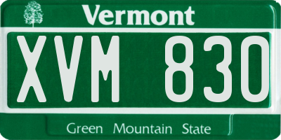 VT license plate XVM830