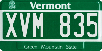 VT license plate XVM835