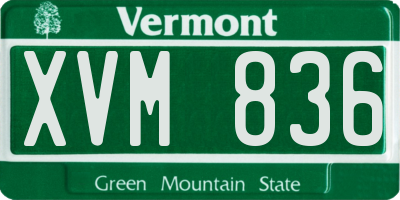 VT license plate XVM836