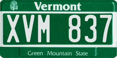 VT license plate XVM837