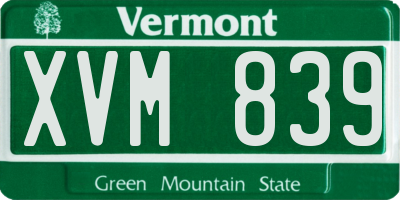 VT license plate XVM839