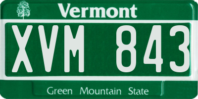 VT license plate XVM843