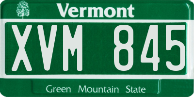VT license plate XVM845