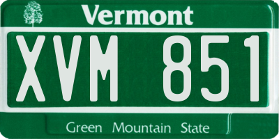 VT license plate XVM851