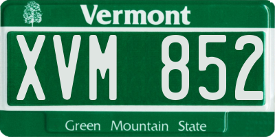 VT license plate XVM852