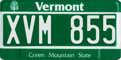 VT license plate XVM855