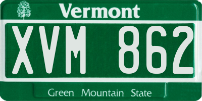 VT license plate XVM862
