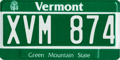VT license plate XVM874