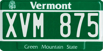 VT license plate XVM875
