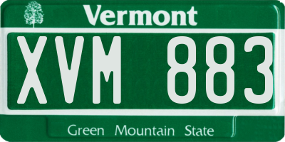 VT license plate XVM883