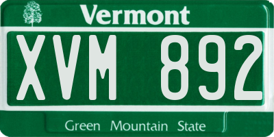 VT license plate XVM892