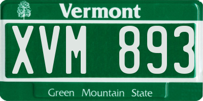VT license plate XVM893
