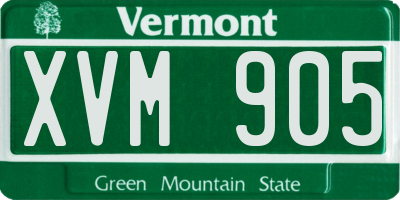 VT license plate XVM905