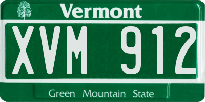 VT license plate XVM912