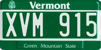 VT license plate XVM915