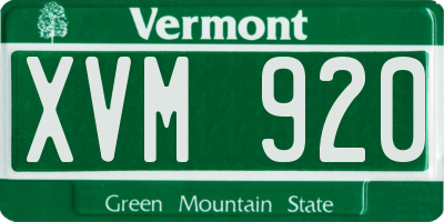 VT license plate XVM920