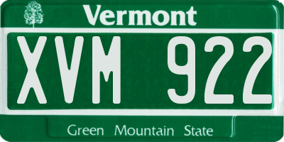 VT license plate XVM922