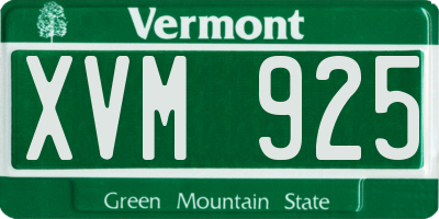 VT license plate XVM925