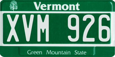 VT license plate XVM926