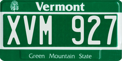 VT license plate XVM927