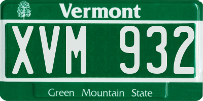 VT license plate XVM932