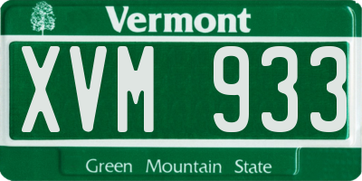 VT license plate XVM933