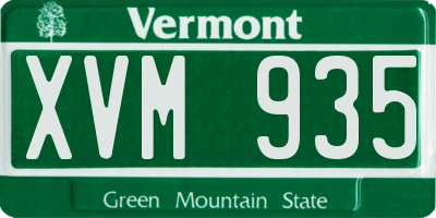 VT license plate XVM935