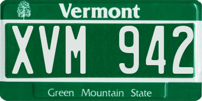 VT license plate XVM942